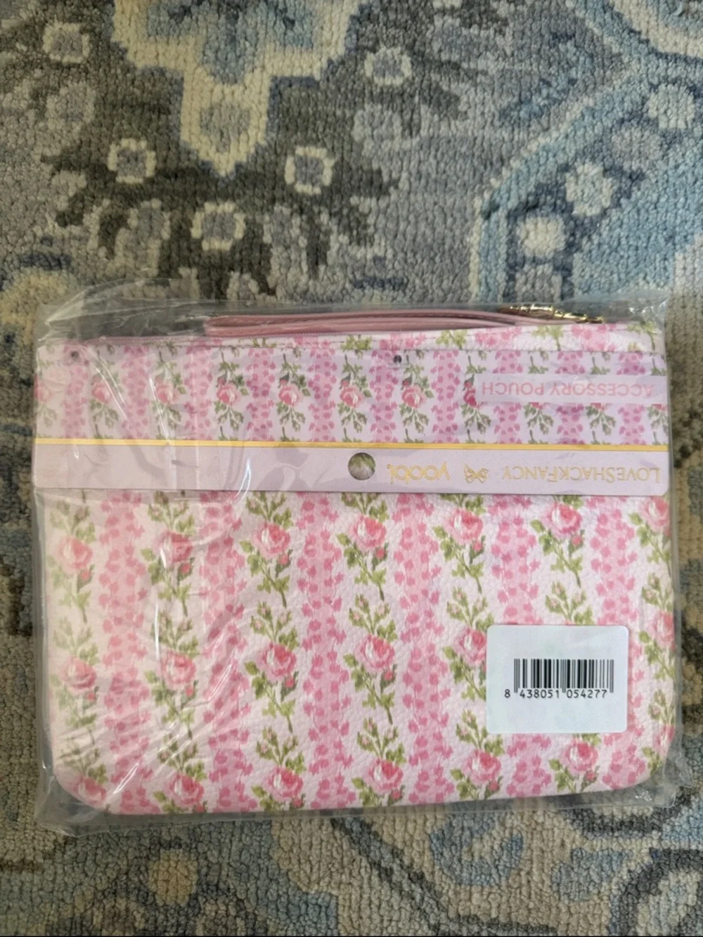 LoveShackFancy Pink Rose Stripe Cosmetic Pouch
